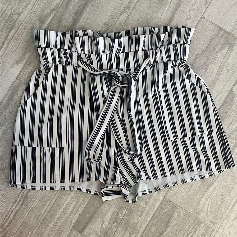 Express High Waist Striped Navy & White Women's Shorts
